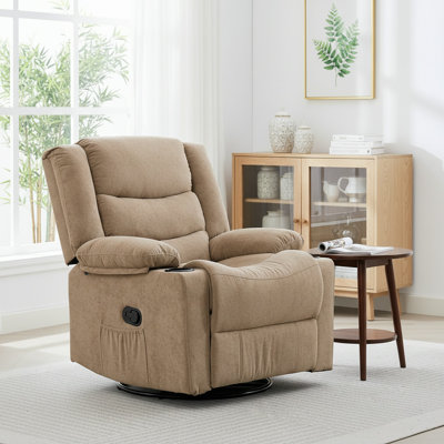 Manual 360° Swivel Bryd, Rocking Bryd Chair With Cup Holder, Single Seat Bryd Chair For Adults, Glider Bryd,For Living Room,Bedroom,Nursery