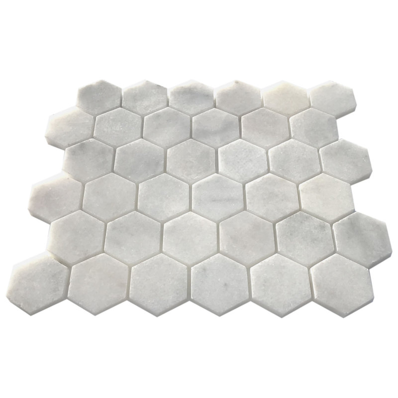 Verona 2" x 2" Marble Mosaic Tile, Bianco Polished