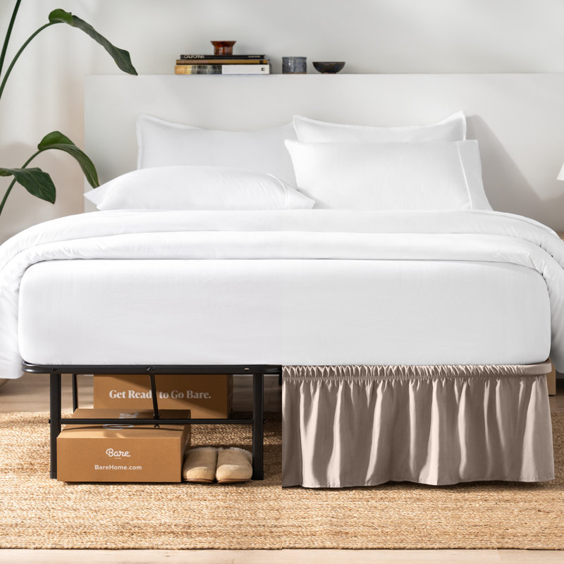 Ruffled Wrap Around Bed Skirt, Taupe, Twin