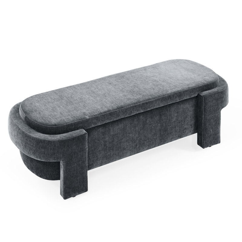 Grey Chenille Upholstered Bench With Storage For Home - Living Room, Bedroom, Entryway, 51.5''X20.5''X17'', Comfortable, No Assembly Required Room In Storage, At