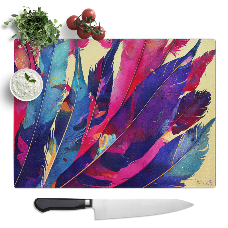 Bird Feather Splash Vol.4  Glass Chopping Board