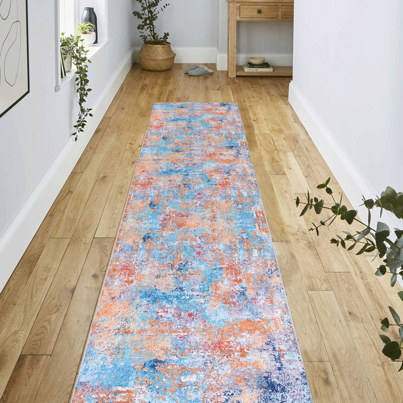 Washable Area Rug Runner 2'6''X10', Low-Pile Non-Slip Non-Shedding, For Living, Bedroom, Kitchen, Dining, & Pet , , Multi Conversion Non-Slip, Living Room, Shade