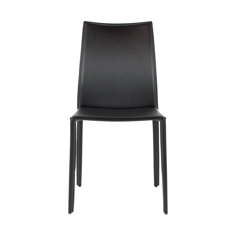 Helmer Bonded Leather Side Chair, Black