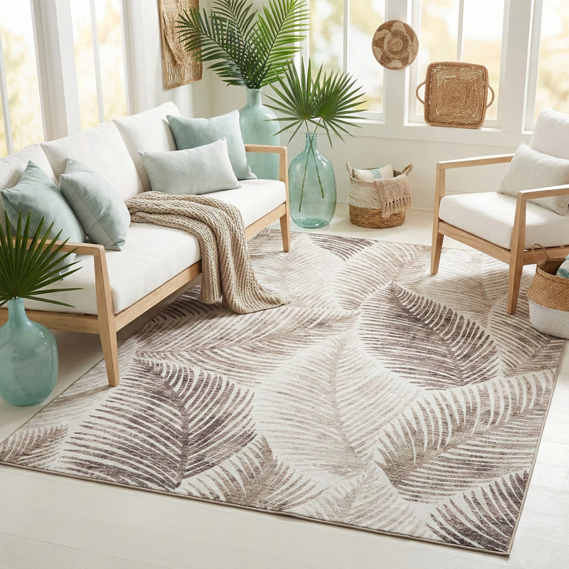 Tapis intérieur / extérieur beige Zoey, Rectangle 6 pi x 9 pi