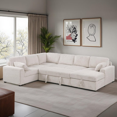 L-Shaped Sectional Sofa Bed Pull Out Sleeper Couch With Storage Chaise by House of Hampton