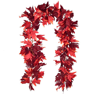 2 Pack Fall Garland Maple Leaf, 5.9Ft/Piece 7 Colors Hanging Vine Garland Artificial Autumn Foliage Garland Thanksgiving Décor