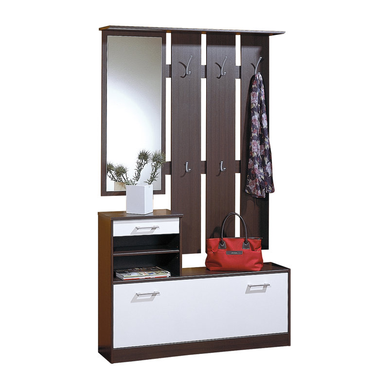 Welcome Hall Tree 120cm Wide, White/Imitation wenge