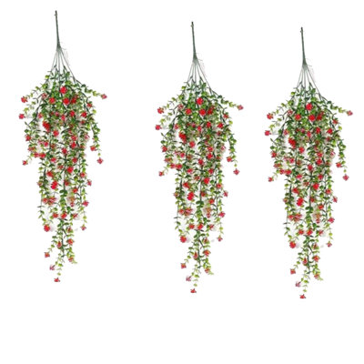 Plantes artificielles suspendues Faux plante suspendue Faux feuille d'eucalyptus Verdure Vigne Plantes extérieures en plastique Maison Jardin Fête de mariage Décorations intérieures et extérieures 3 pièces