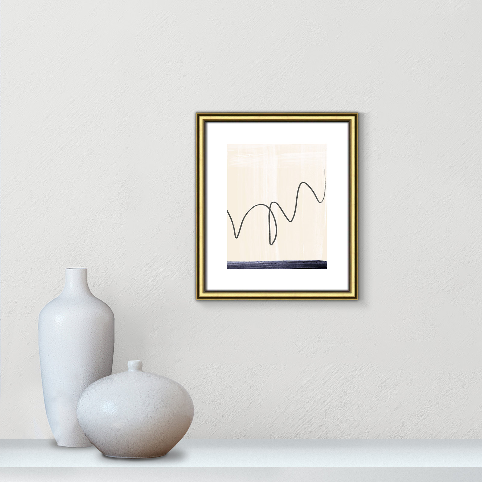 Tigerlily "Departured II" Painting, 16.25" H x 14.25" W x 0.88" D, Gold Framed Paper