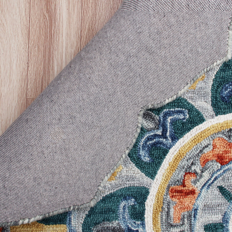 Emmeram Hand Tufted Wool Floral Indoor Rug, Round 4'