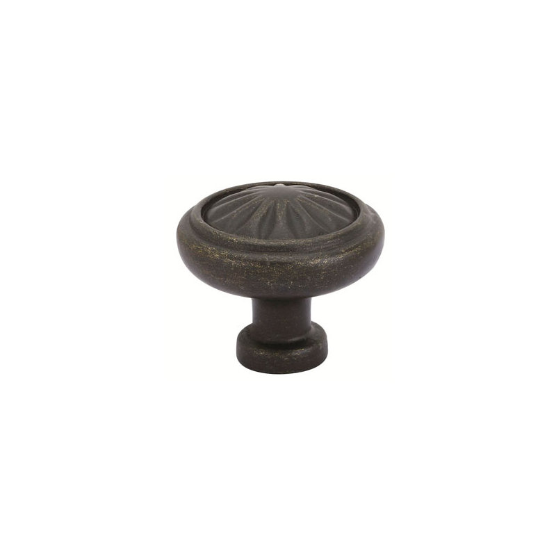 Tuscany Oversized  1" Diameter Mushroom Knob, 1.75" H x 1.75" W x 1.5" D, Flat Black Bronze Patina