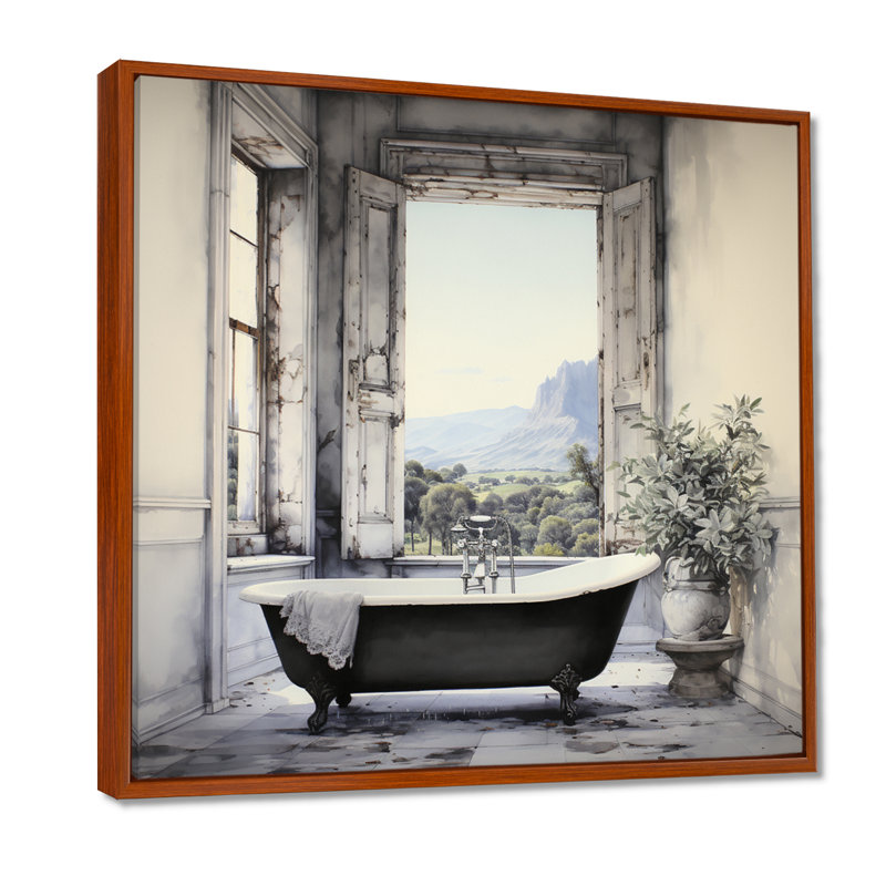 Impression sur toile Bath, H 30 po x l 30 po, Reproduction avec cadre flottant, Brun