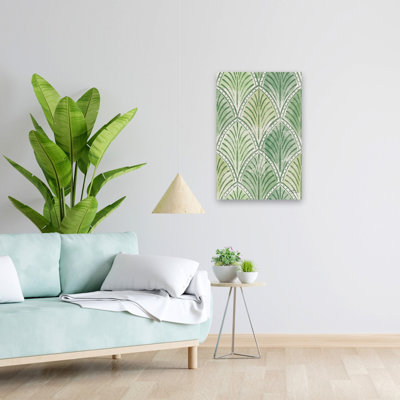 Bird Study Pattern IIIC - Global Green Lattice Palms Art