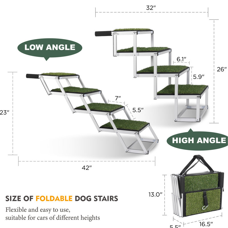 Rampe pour chien pliable en aluminium pour camions et VUS - Surface antidérapante avec empreintes de pattes, supportant 250 lb, facile à installer