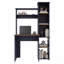 Bureau d'écriture, bureau moderne bleu marine avec deux tablettes supérieures et cinq casiers ouverts-788783382
