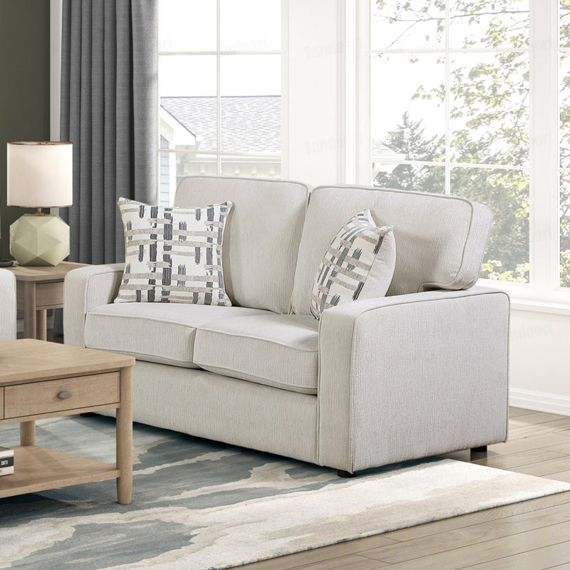 Causeuse en chenille avec coussins décoratifs et canapé à 2 places
