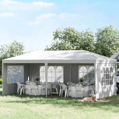 Grande tente de réception 10 pi x 20 pi, blanche avec 4 parois latérales détachables, idéale pour les mariages et les festivaux de musique en plein air, abat-jour insonorisé et ombragé