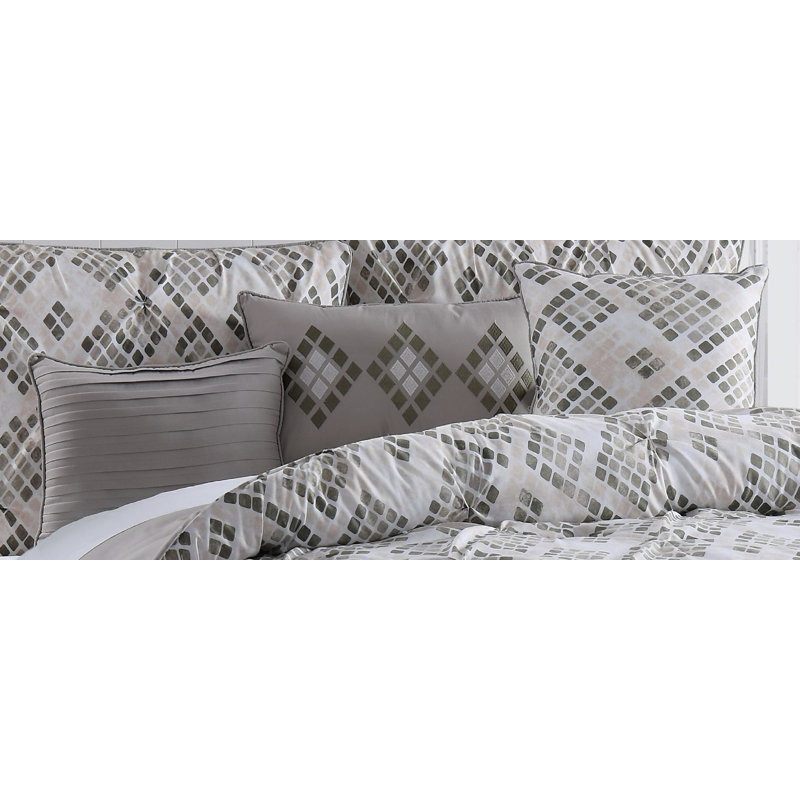 Ensemble d'édredon à plis pincés, Édredon simple + 2 pièces supplémentaires, Taupe