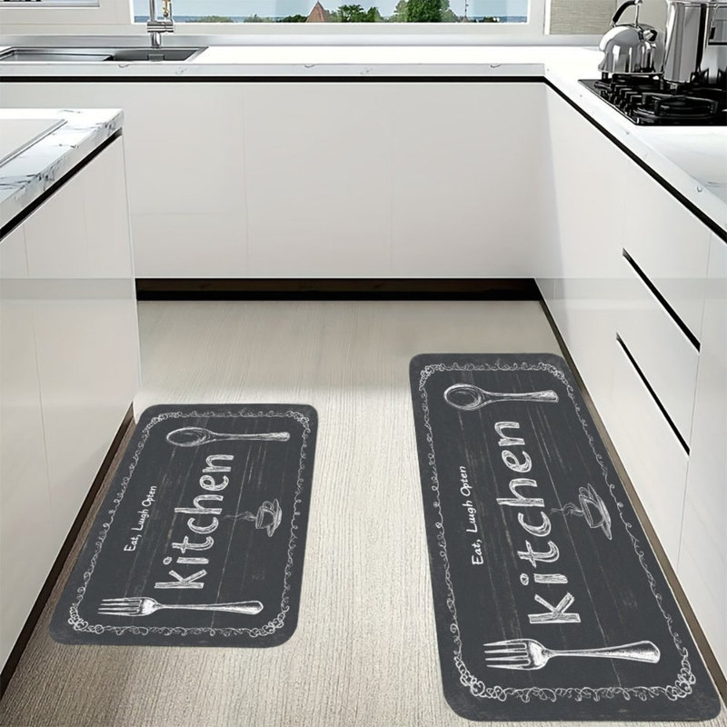 Tapis de cuisine noir à tableau noir, ensemble de 2 tapis de ferme pour la cuisine et la salle à manger