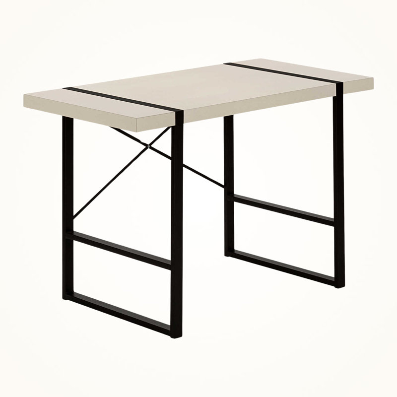 Jamie Light Taupe Finish Computer Desk with Black Metal Leg, 29.83" H X 48.78" W X 23.45" D