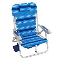 2-Pack Mainstays Reclining Beach & Event Lay-Flat Backpack Chair Blue &  Green Stripe