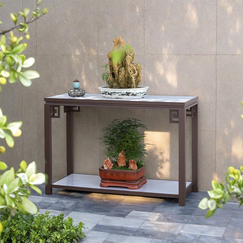 Rangement double en aluminium pour porte-fleurs, Tanné