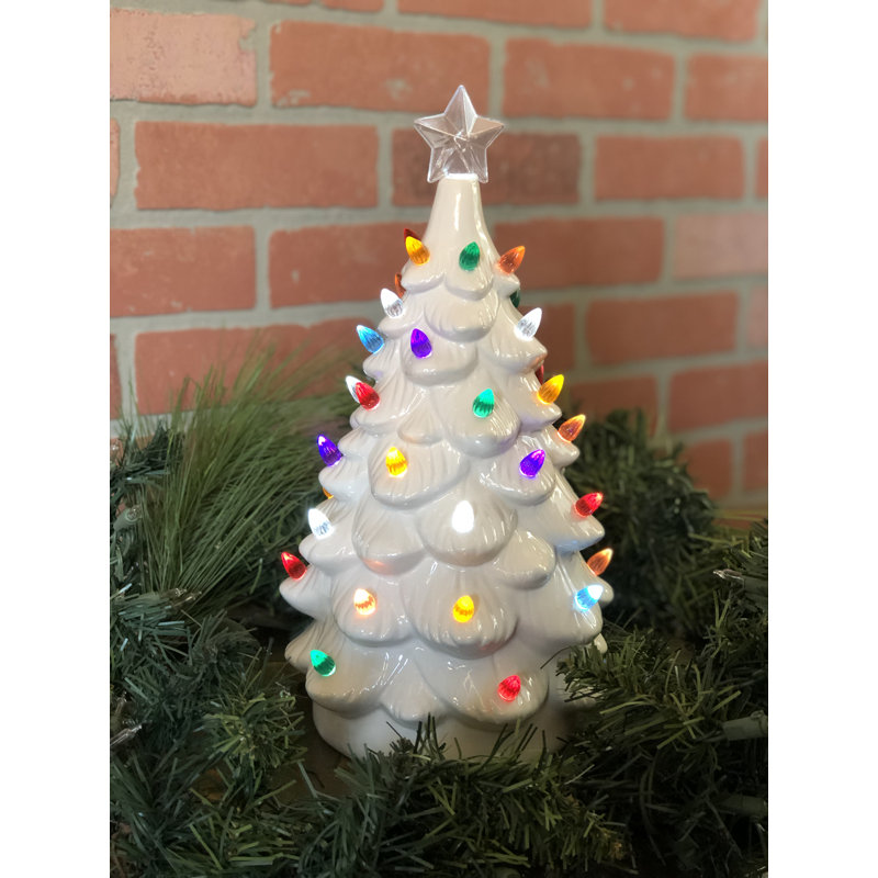 14" LED White Ceramic Tree