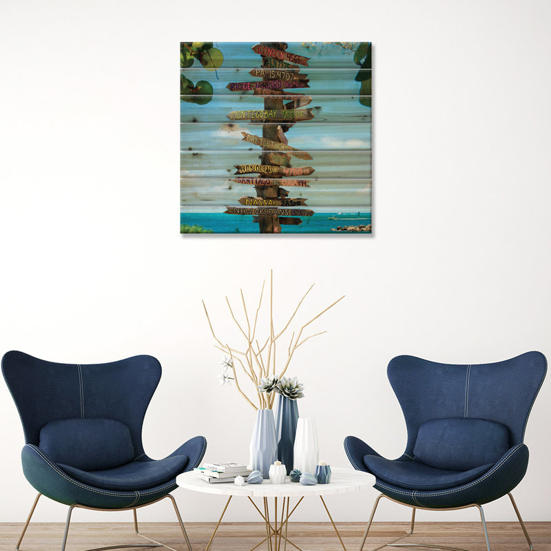 «Key West Directional Sign IV», impression graphique sur bois sans cadre