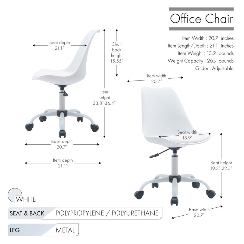 Chaise de bureau Beppina, Blanc