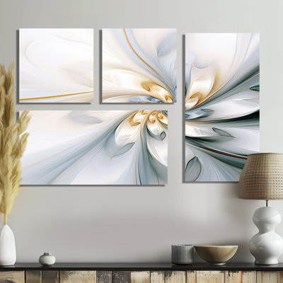 Décoration murale fractale blanche sensible I - grandes fractales, 4 pièces