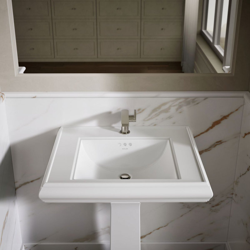 Memoirs® Rectangular Pedestal Bathroom Sink with Overflow, White, Single Hole Faucet