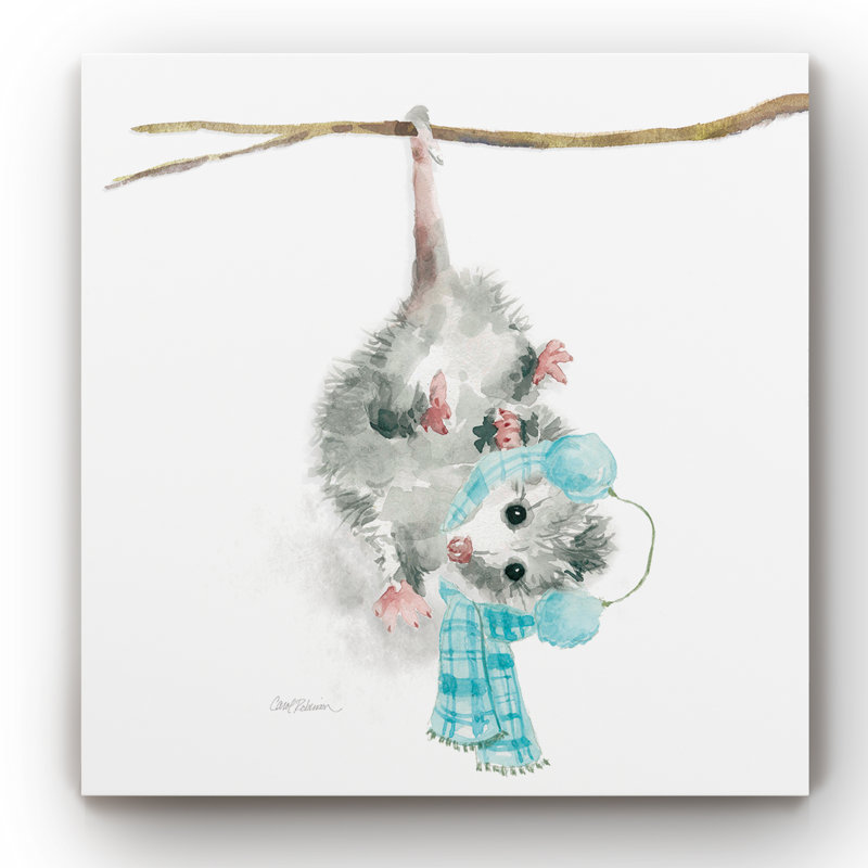Christmas Critter Possum - imprimé, H 10 po x l 10 po x P 1,5 po, Toile tendue