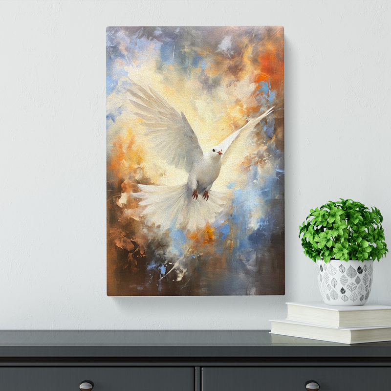 Dove Bird Gestural - Wrapped Canvas, 50cm H x 35cm W x 3cm D