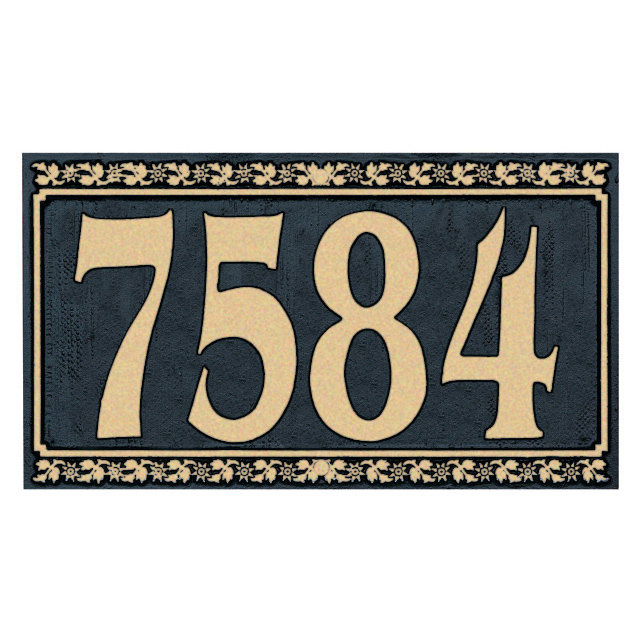 Dresden 1-Line Wall Address Plaque, Black and Gold, Yes