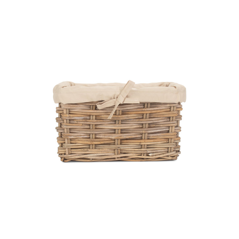 Rattan Lined Storage Basket, 18cm H x 32cm W x 23cm D