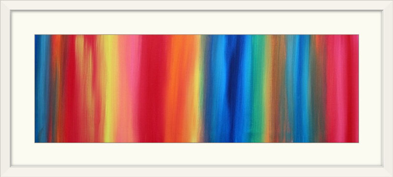 «Rainbow Effect» par Megan Duncanson - reproduction, H 24 po x l 56 po x P 1 po, Cadre blanc