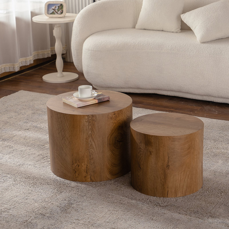 Table basse gigogne 2 pièces, Brun, 15.16" H x 18.9" L x 18.9" W