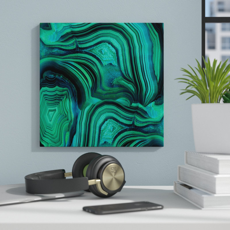 « malachite », reproduction d’art sur toile, H 37 po x l 37 po x P 1,5 po