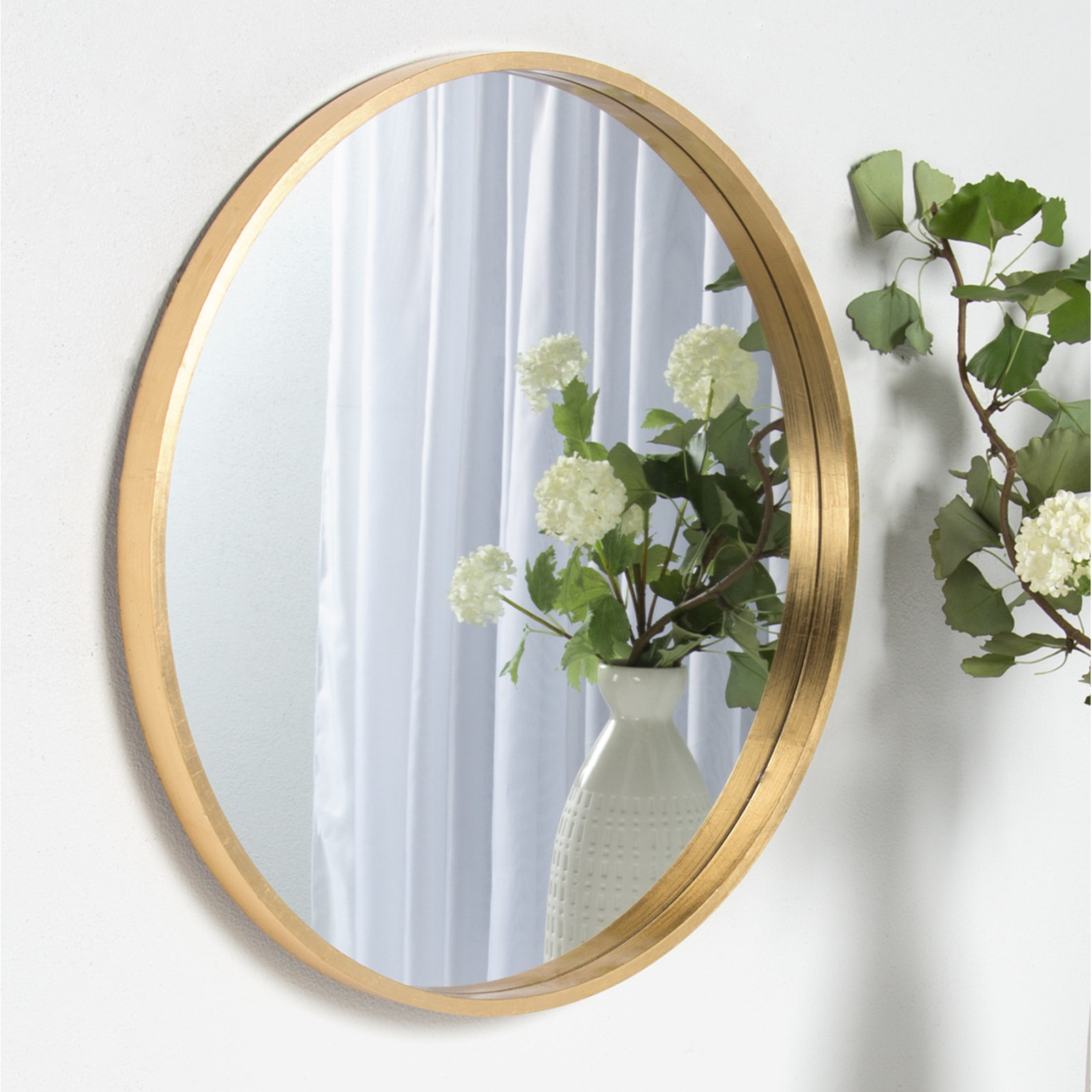 Arranjeet Modern Round Wall Mirror, 25.6" x 25.6", Gold