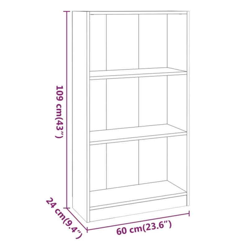Alfie-James 114 cm H x 80 cm W Standard Bookcase, 108cm H x 60cm W x 24cm D, Smoked Oak