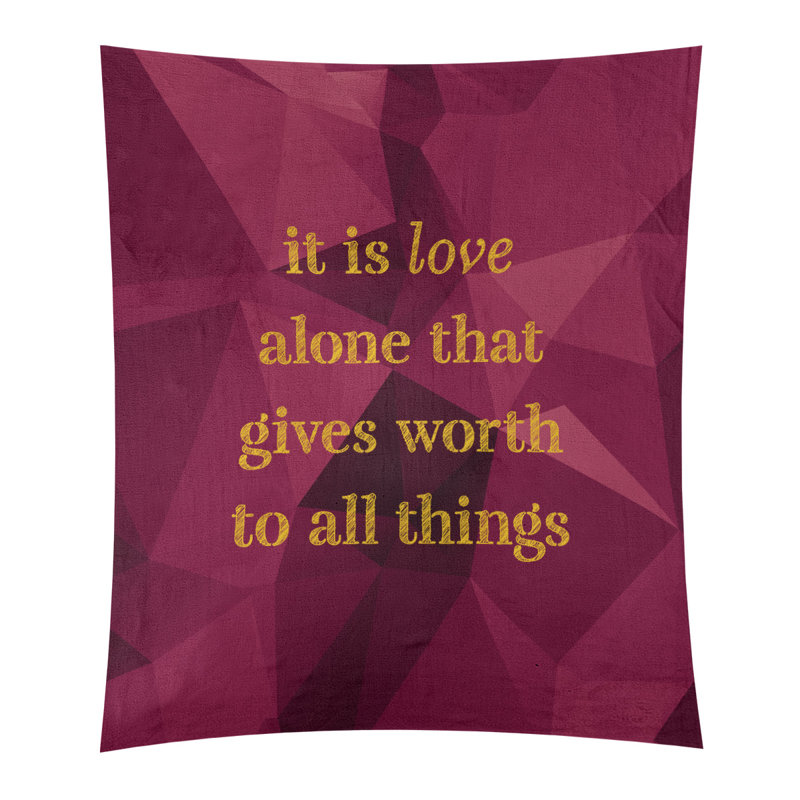 Tapisserie en polyester en faux gemme love quot, H 104 po x l 88 po, Spinelle / or
