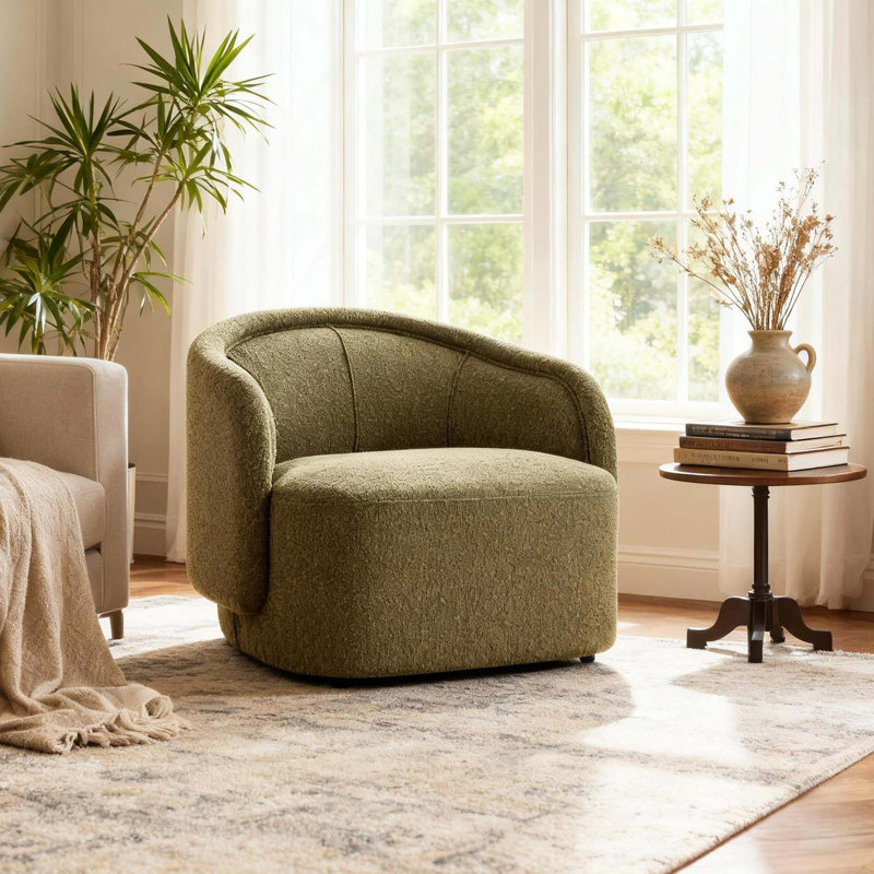 Fauteuil d'appoint moelleux avec design incurvé ergonomique, Vert