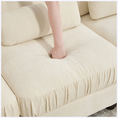 Canapé sans accoudoirs en chenille avec coussin beige