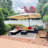 Rhim 9' x 11' Rectangular Cantilever  Beige Umbrella with Steel Plate Base-447355627