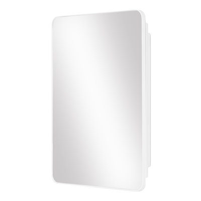  16X22 Inch White Surface Mount Or Recessed Medicine Cabinet With Round Corner Mirror And Adjustable Shelves
