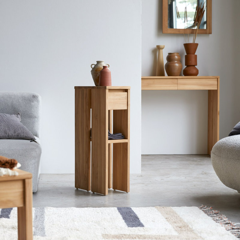 Eden Solid Wood End Table, Teak