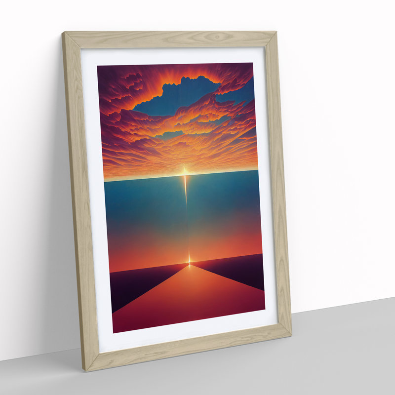 XV1022-4348X Super Abstract Sunset - Single Picture Frame Print, 64cm H x 46cm W x 2cm D, Oak 