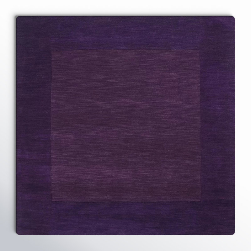 Tapis mauve foncé en laine tissé à la main Dolma, Carré 9 pi 9 po