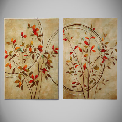 'Delight I et II de l'automne »par Nan F 2 Piece Encadrée Estampe sur Enveloppé Set Toile