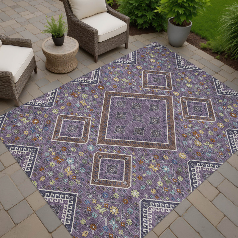 Tapis d'intérieur / extérieur lavable à la machine Chantille ACN2459, Prune, 10 pi x 14 pi